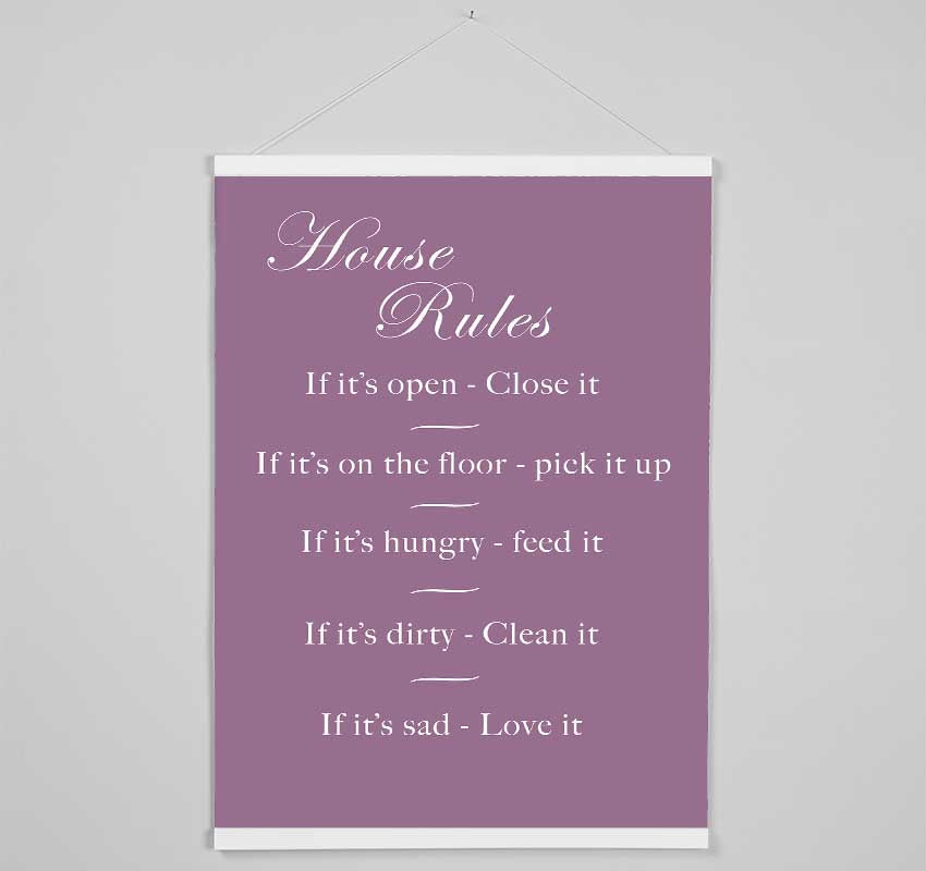 Family Quote House Rules 2 Dusty Pink Hanging Poster - Wallart-Direct UK