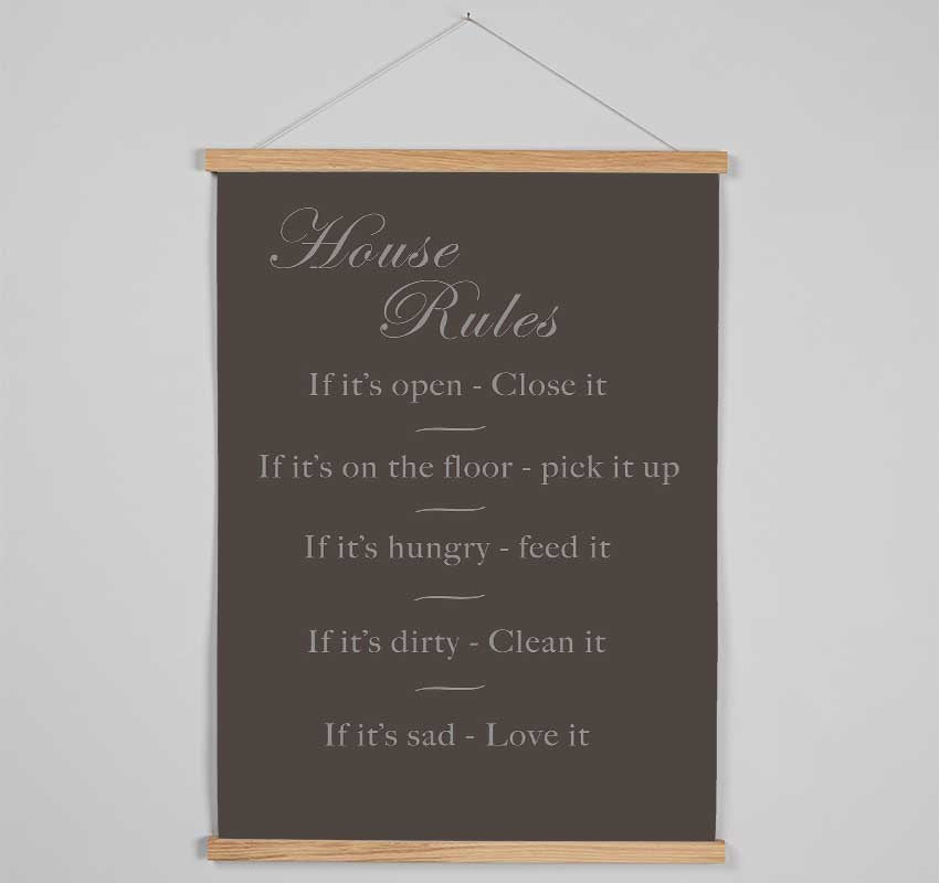 Family Quote House Rules 2 Chocolate Hanging Poster - Wallart-Direct UK