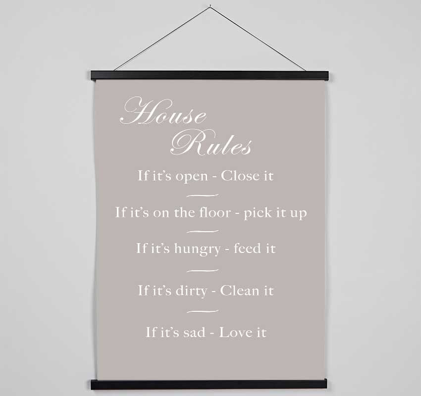 Family Quote House Rules 2 Beige Hanging Poster - Wallart-Direct UK