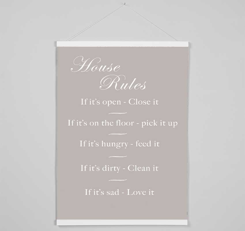 Family Quote House Rules 2 Beige Hanging Poster - Wallart-Direct UK