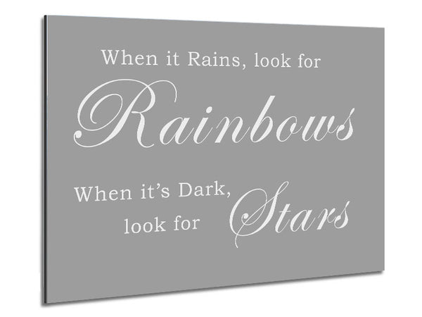Wenn es regnet, suche nach Regenbögen, Grau/Weiß