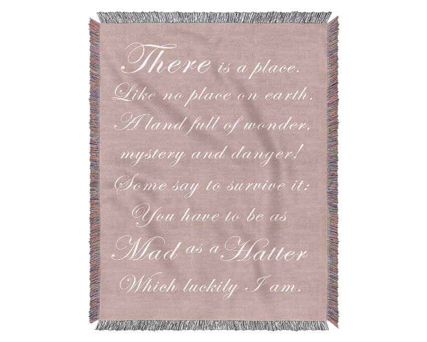Alice In Wonderland As Mad As A Hatter Vivid Pink Woven Blanket