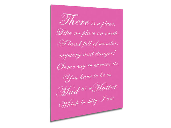 Alice In Wonderland As Mad As A Hatter Vivid Pink Metal Print