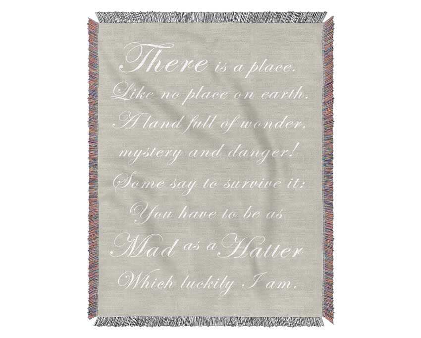 Alice In Wonderland As Mad As A Hatter Pink Woven Blanket