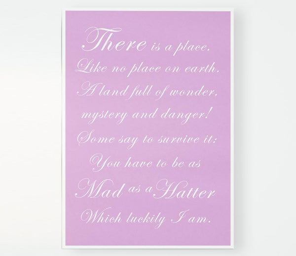 Alice In Wonderland As Mad As A Hatter Pink Print Poster Wall Art