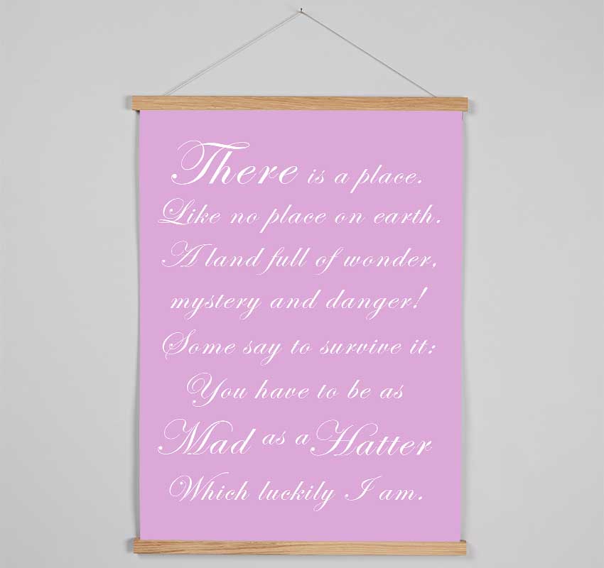 Alice In Wonderland As Mad As A Hatter Pink Hanging Poster - Wallart-Direct UK