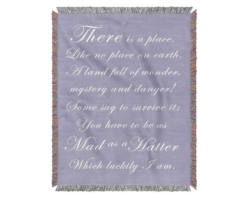 Alice In Wonderland As Mad As A Hatter Lilac Woven Blanket