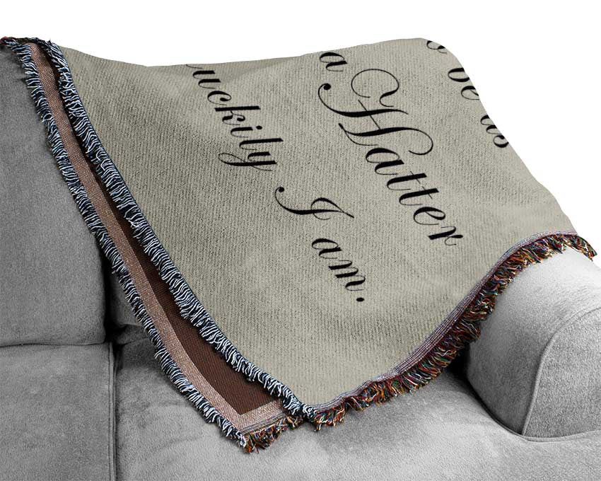 Alice In Wonderland As Mad As A Hatter Grey Woven Blanket