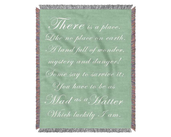 Alice In Wonderland As Mad As A Hatter Green Woven Blanket