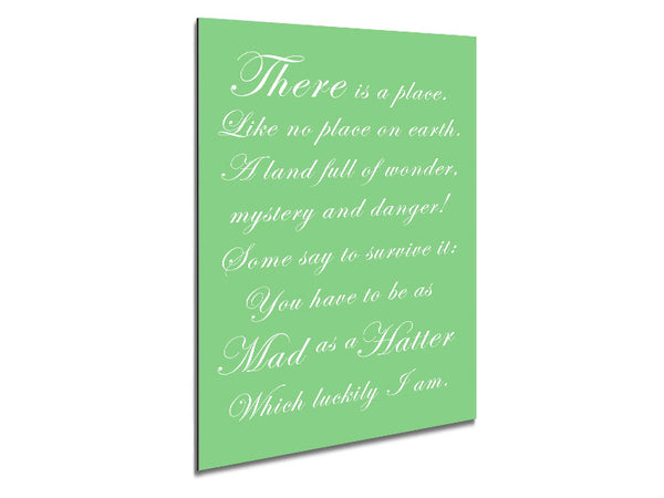 Alice In Wonderland As Mad As A Hatter Green Metal Print