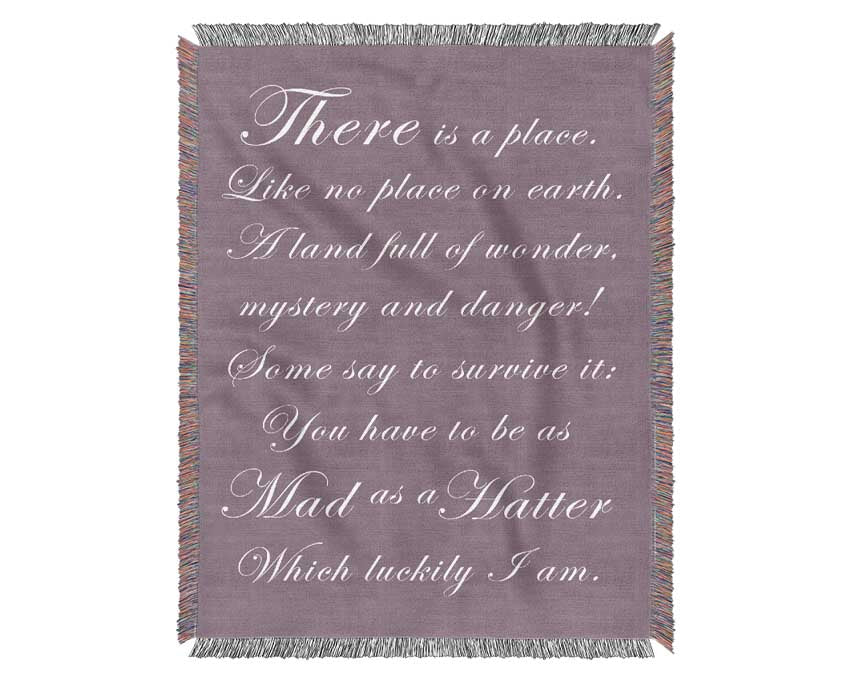 Alice In Wonderland As Mad As A Hatter Dusty Pink Woven Blanket