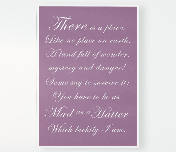 Alice In Wonderland As Mad As A Hatter Dusty Pink Print Poster Wall Art