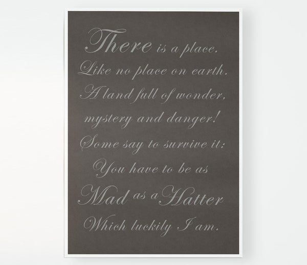 Alice In Wonderland As Mad As A Hatter Chocolate Print Poster Wall Art
