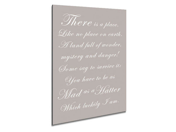 Alice In Wonderland As Mad As A Hatter Beige Metal Print