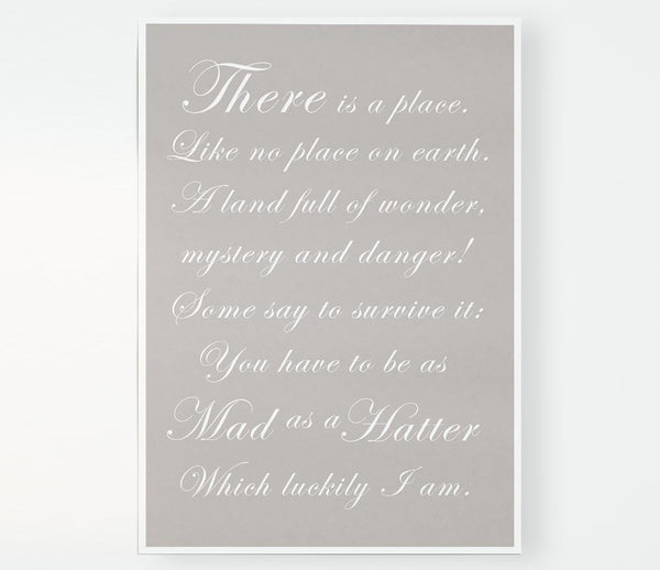 Alice In Wonderland As Mad As A Hatter Beige Print Poster Wall Art