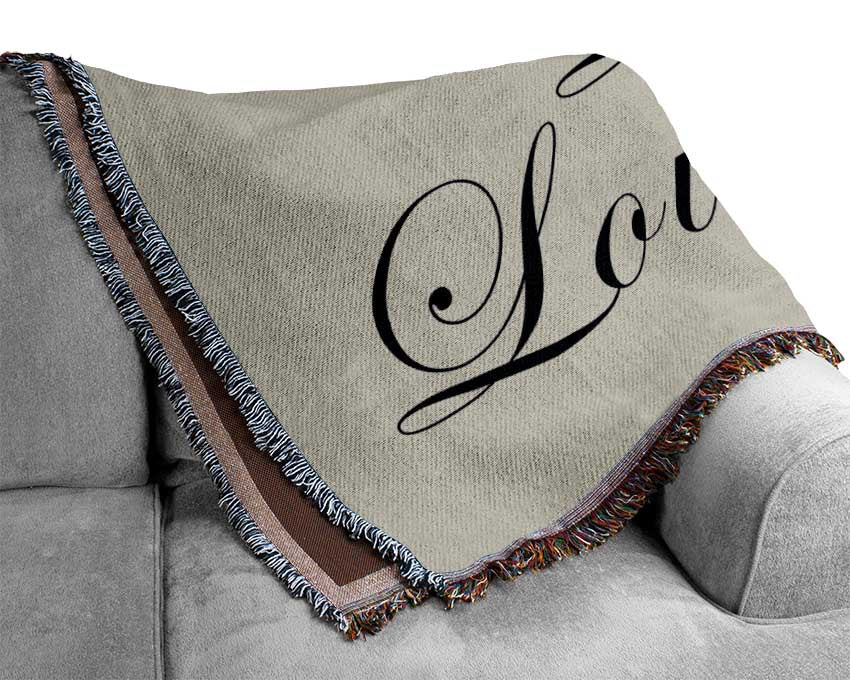 Kitchen Quote Eat Laugh Love Grey Woven Blanket