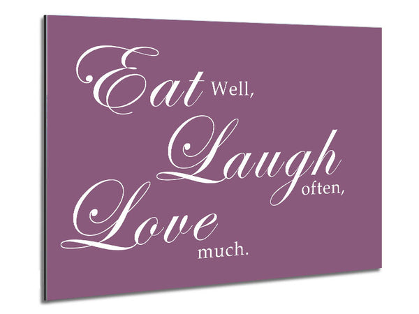 Kitchen Quote Eat Laugh Love Dusty Pink Metal Print