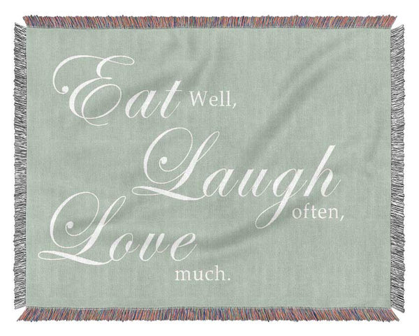Kitchen Quote Eat Laugh Love Beige Woven Blanket