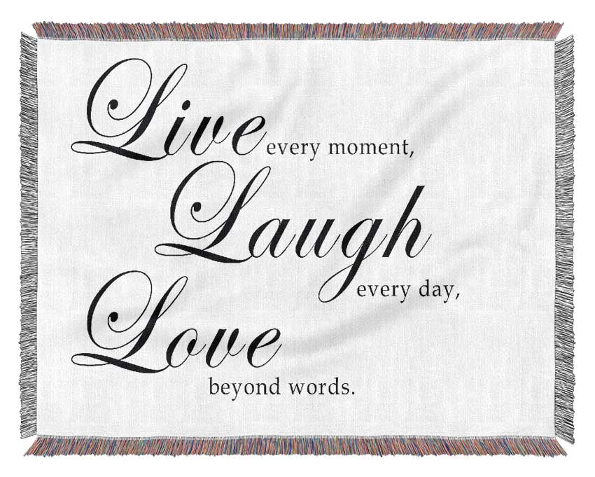 Love Quote Live Laugh Love 2 White Woven Blanket