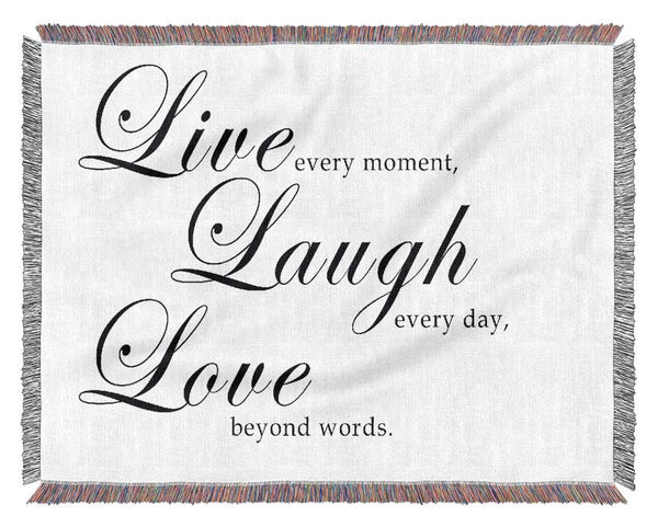 Love Quote Live Laugh Love 2 White Woven Blanket