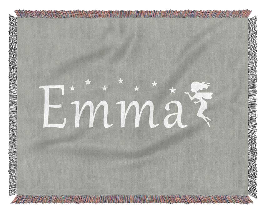 Your Name In Fairy Dust Grey White Woven Blanket