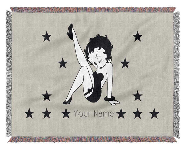 Girls Room Quote Betty Boop Your Name Stars Grey Woven Blanket