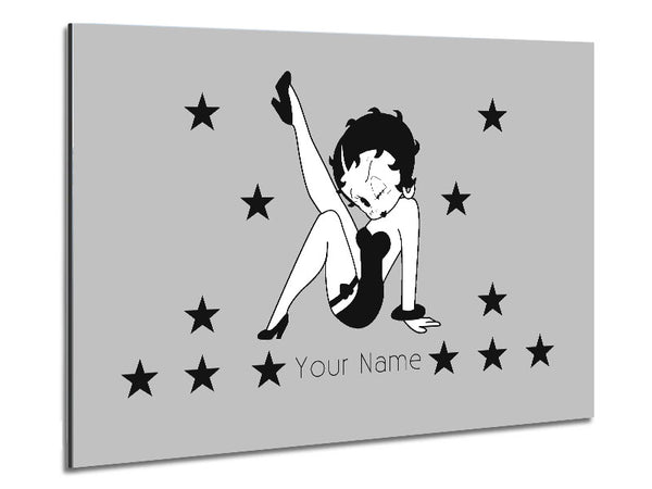 Girls Room Quote Betty Boop Your Name Stars Grey Metal Print