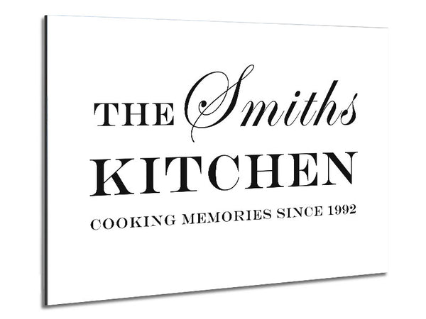 Kitchen Quote Your Family Name And Date Kitchen White Metal Print