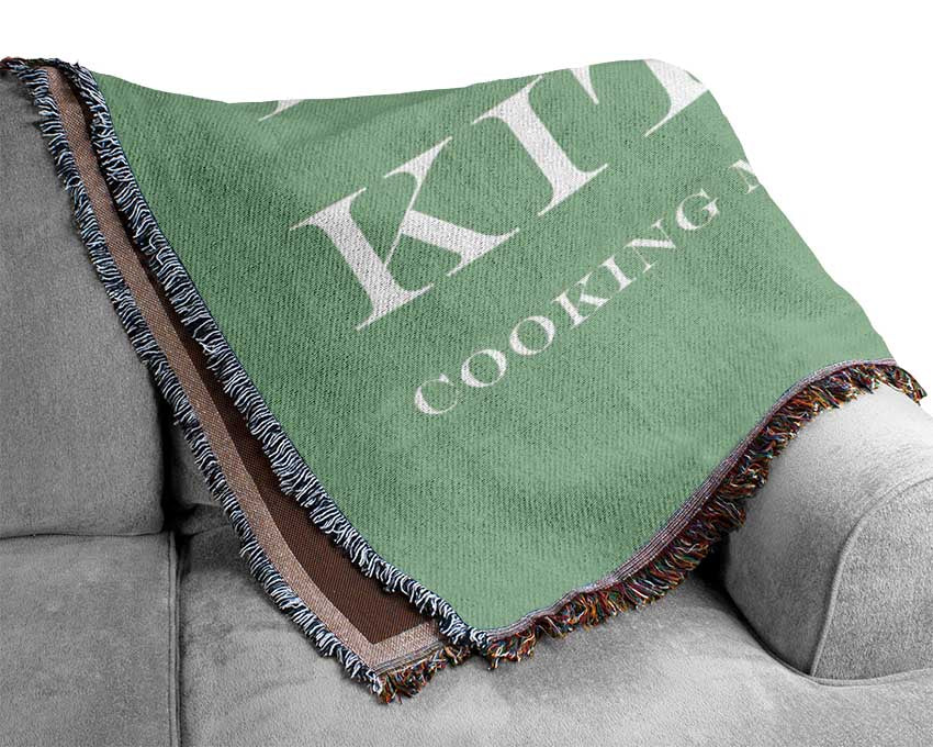 Kitchen Quote Your Family Name And Date Kitchen Green Woven Blanket