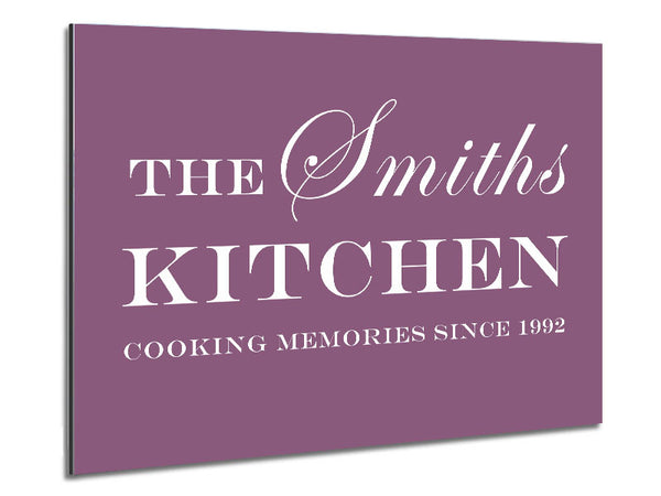 Kitchen Quote Your Family Name And Date Kitchen Dusty Pink Metal Print