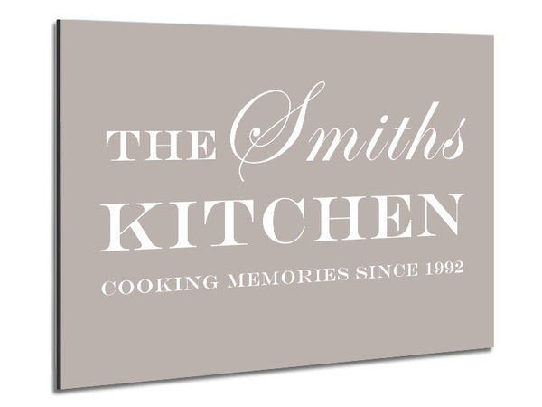 Kitchen Quote Your Family Name And Date Kitchen Beige Metal Print