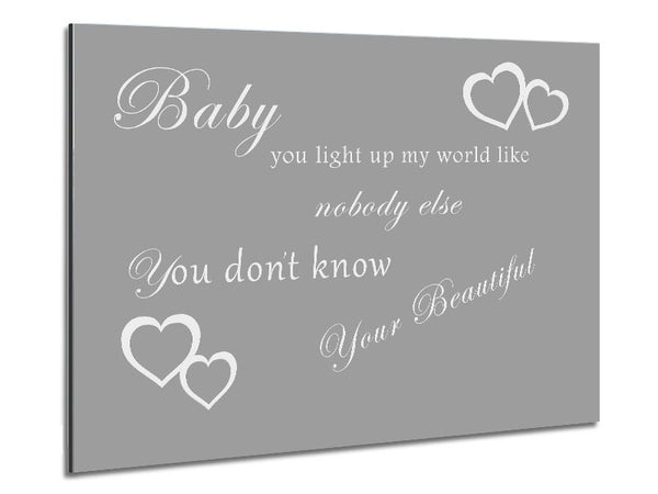 Musik Zitat Baby You Light Up My World 1D Grau Weiß