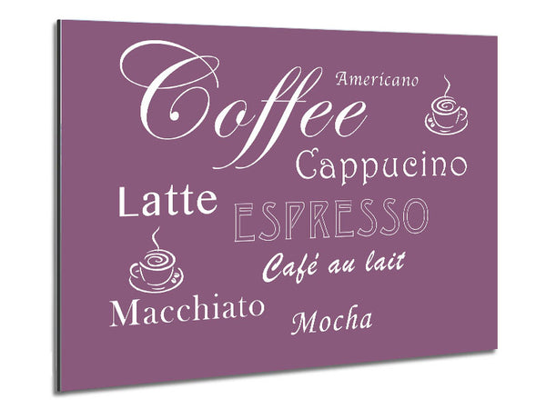Kitchen Quote Coffee Delight Dusty Pink Metal Print