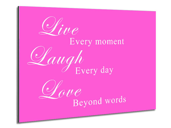 Love Quote Live Laugh Love Vivid Pink Metal Print