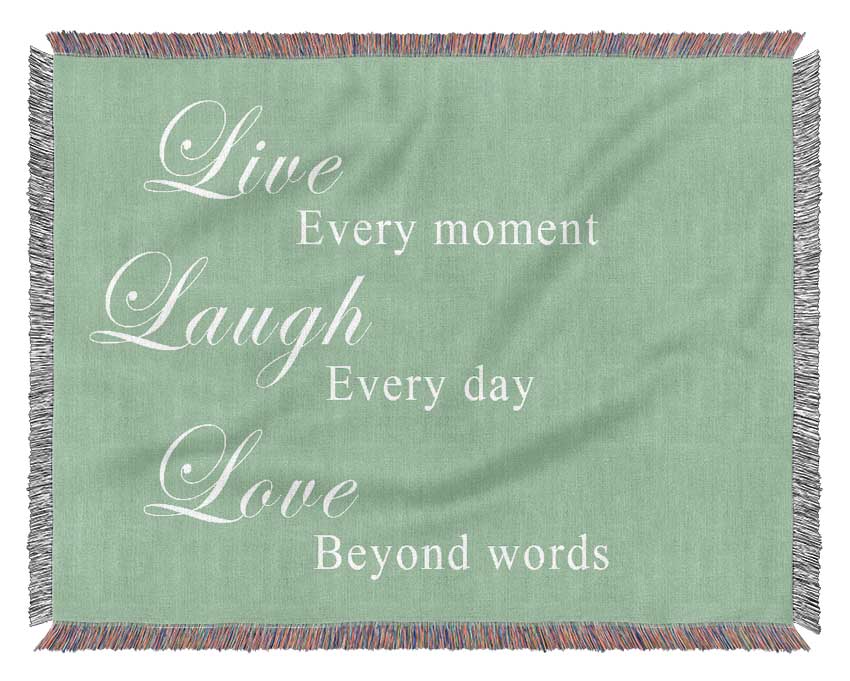 Love Quote Live Laugh Love Green Woven Blanket