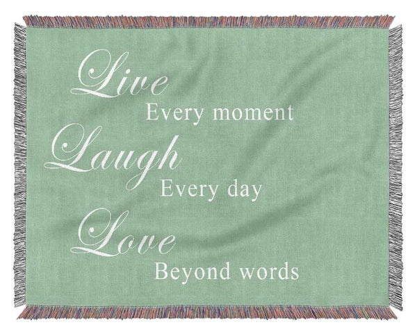 Love Quote Live Laugh Love Green Woven Blanket