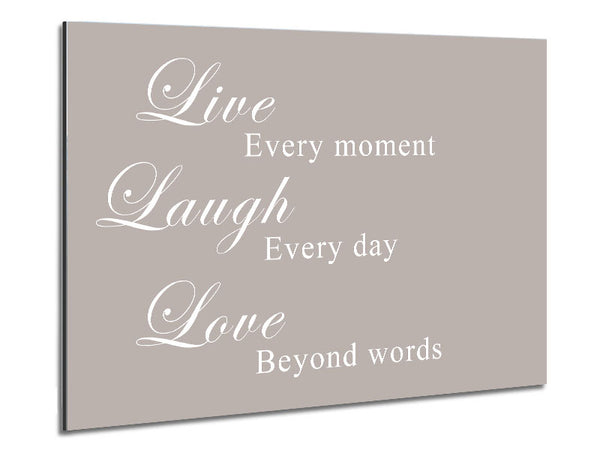 Love Quote Live Laugh Love Beige Metal Print