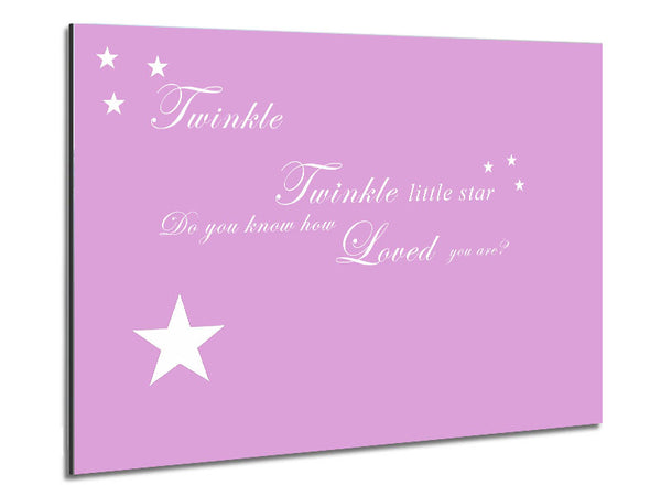 Nursery Quote Twinkle Twinkle Little Star 1 Pink Metal Print