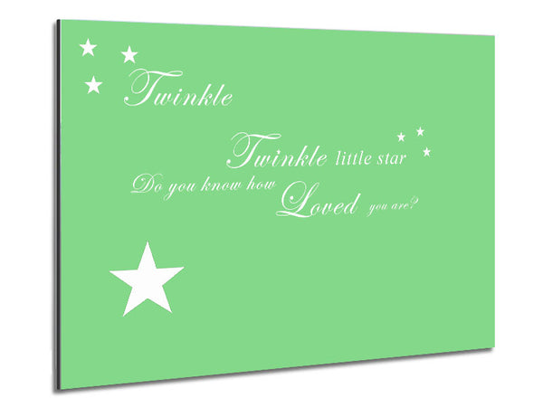 Nursery Quote Twinkle Twinkle Little Star 1 Green Metal Print