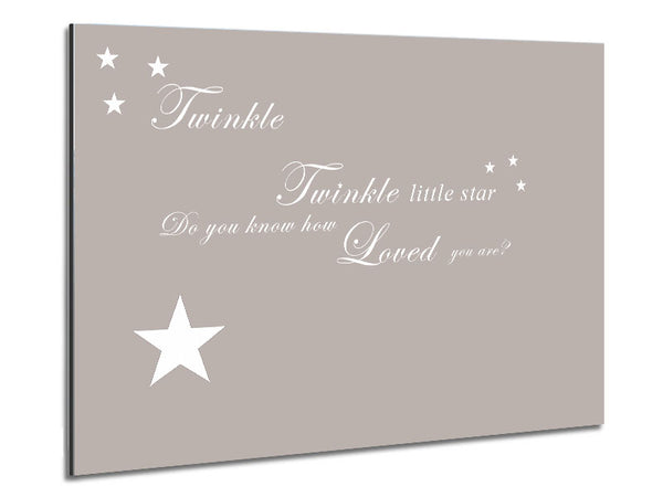 Nursery Quote Twinkle Twinkle Little Star 1 Beige Metal Print