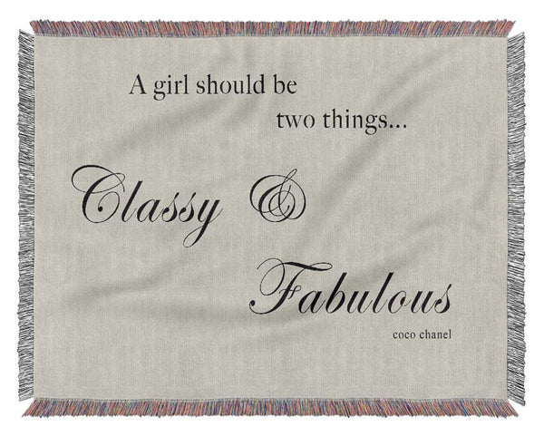 Girls Room Quote Classy n Fabulous Grey Woven Blanket