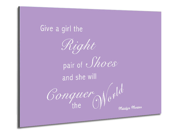 Girls Room Quote The Right Pair Of Shoes Marilyn Monroe Lilac Metal Print