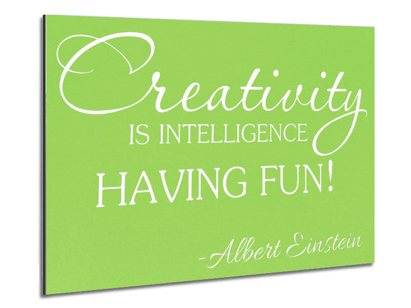 Motivierende Zitat Albert Einstein Kreativität ist Intelligenz Lime Green
