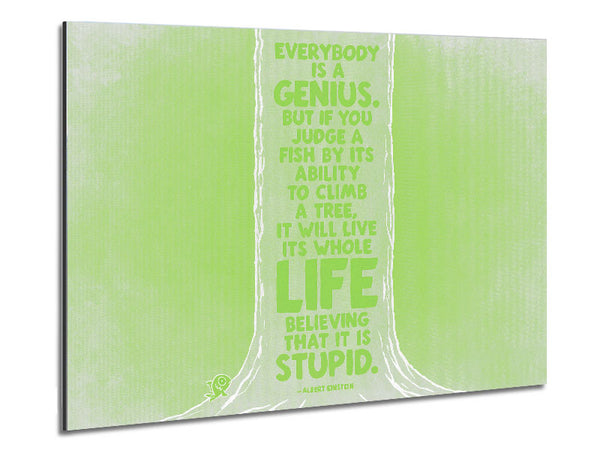 Motivierendes Zitat Albert Einstein Jeder ist ein Genie Lime Green