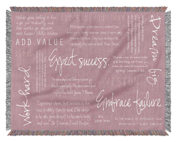Work Hard Dream Big Expect Success Pink Woven Blanket
