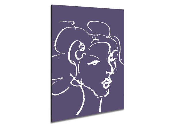 Pretty Lady Sketch Lilac Metal Print