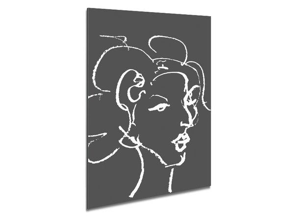 Pretty Lady Sketch Grey Metal Print