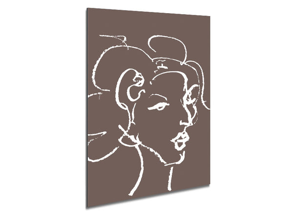Pretty Lady Sketch Beige Metal Print