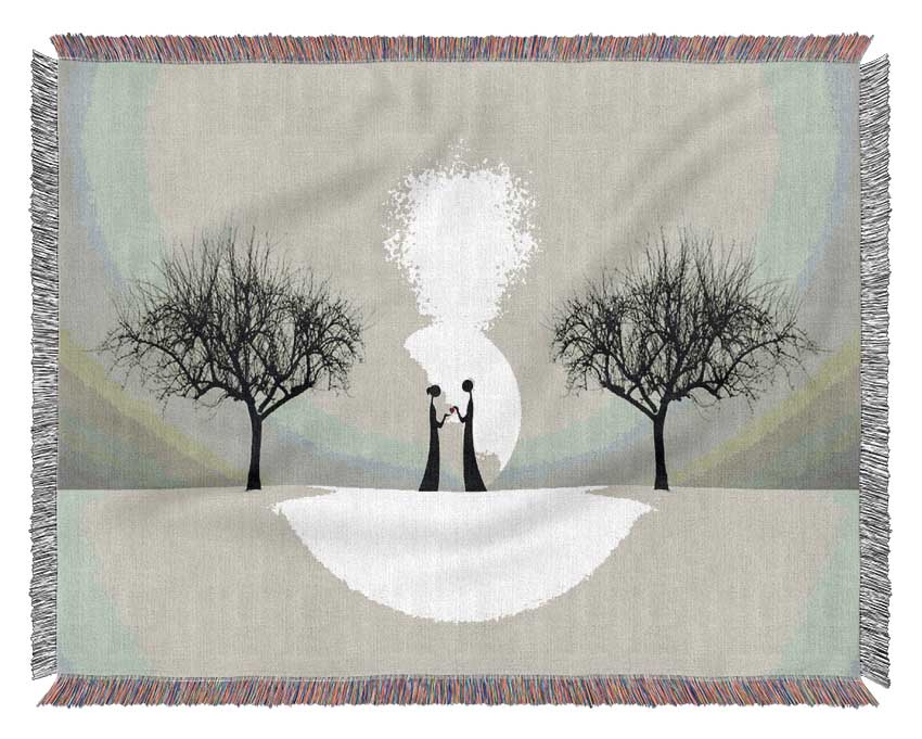 Love Between The Trees And Moon Woven Blanket