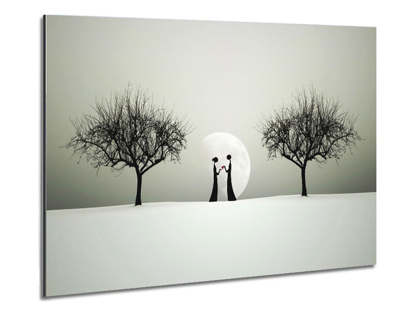Love Between The Trees And Moon Metal Print